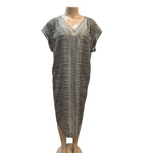 MaxMara Weekend Chic Black and White Kaftan 100% Silk Dress